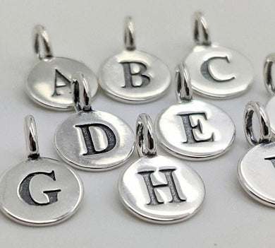 Sterling silver round letter charm - Eternalflow charms and Jewellery supplies