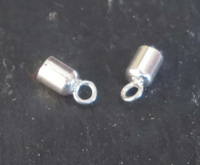 Sterling silver 3mm cord ends (2 pcs)