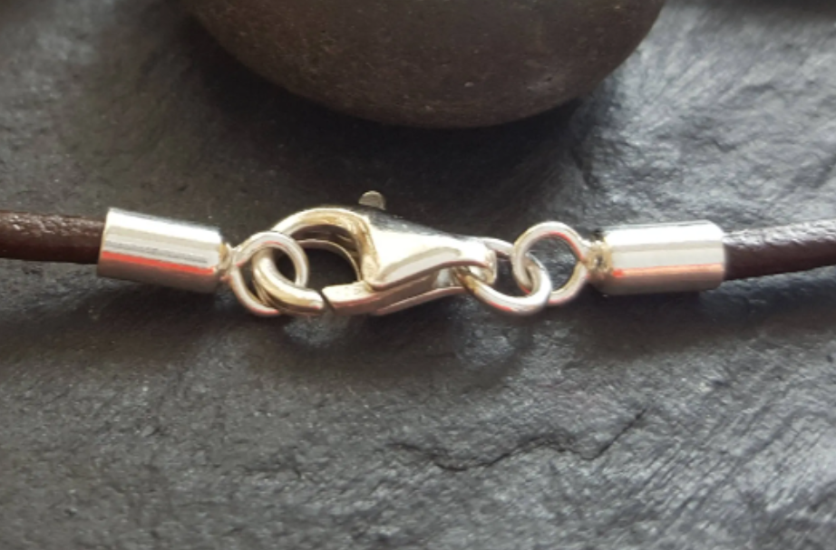 Sterling silver 2mm cord ends with lobster clasp set