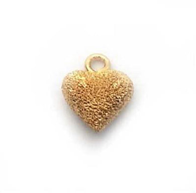 6mm puffed heart charm stardust gold plated 925 - Eternalflow charms and Jewellery supplies