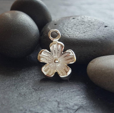 silver flower charm sterling silver 925 - Eternalflow charms and Jewellery supplies