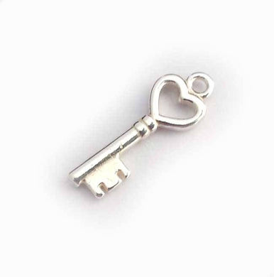 sterling silver key charm - Eternalflow charms and Jewellery supplies