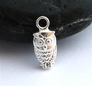 sterling silver owl charm - Eternalflow charms and Jewellery supplies