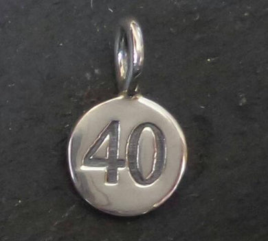 silver number 40 round charm - Eternalflow charms and Jewellery supplies