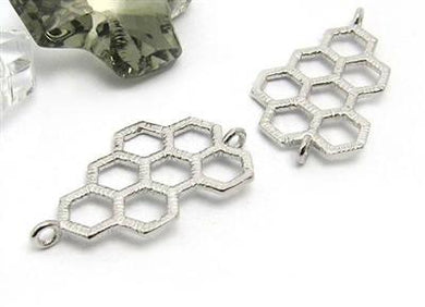 silver honeycomb connector - Eternalflow charms and Jewellery supplies