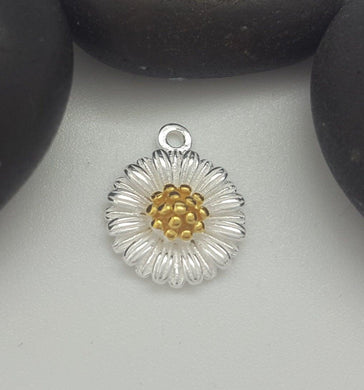 sterling silver daisy charm - Eternalflow charms and Jewellery supplies