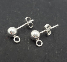 Load image into Gallery viewer, sterling silver 5mm ball studs with loop silver ball studs with ring - Eternalflow charms and Jewellery supplies
