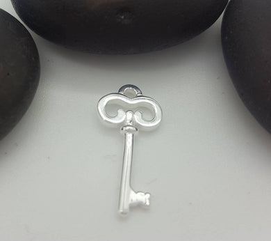 sterling silver key charm - Eternalflow charms and Jewellery supplies