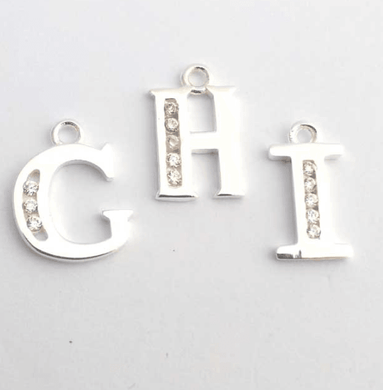 sterling silver zirconia letter charm - Eternalflow charms and Jewellery supplies